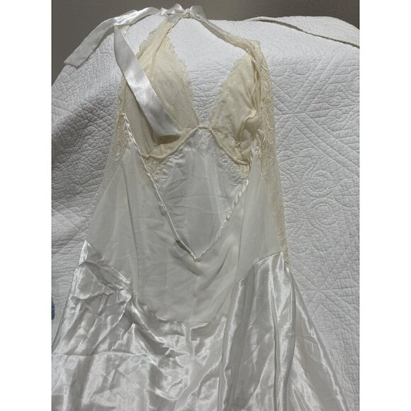 Vintage Sexy White Nightgown Seductivewear by Cinema Etoile Halter Top Low V-Nec - Picture 7 of 7